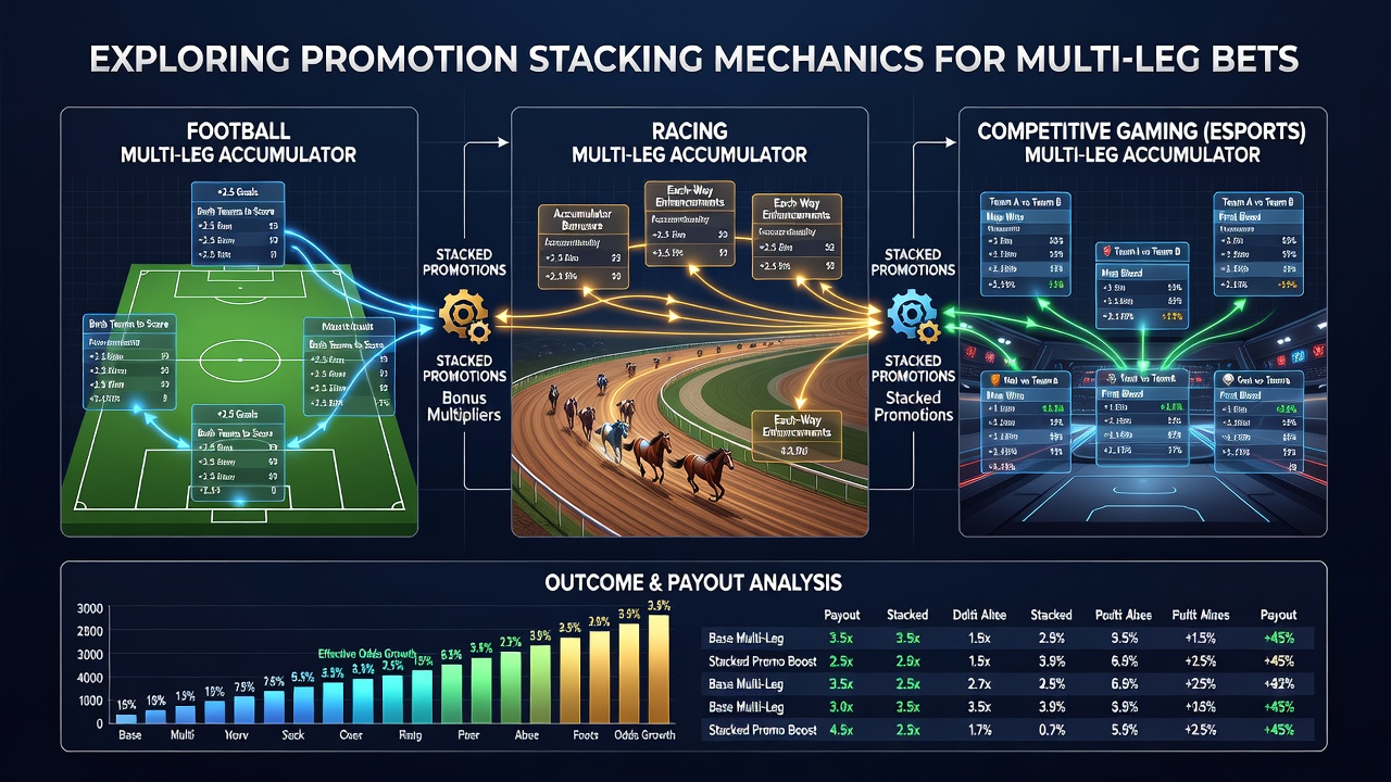 Smartphone screen displaying layered bonus indicators during an esports accumulator build