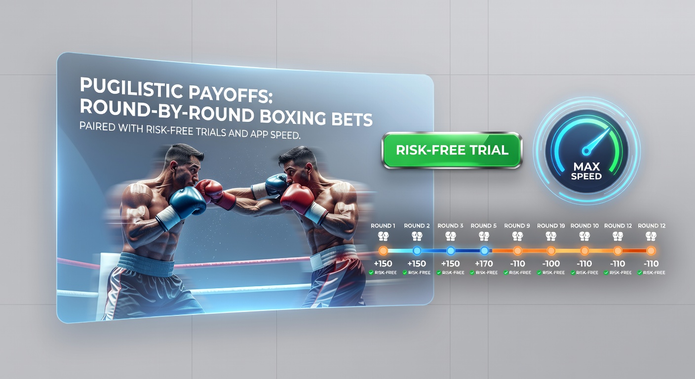 Two boxers exchanging punches in a brightly lit ring, with digital betting odds overlay highlighting round-by-round wagers