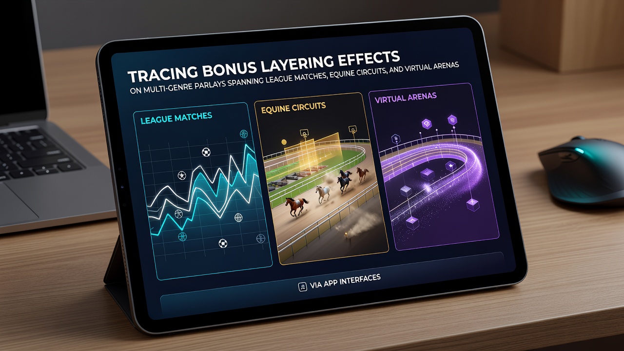 Mobile betting app interface showing multi-genre parlay selections across football, horse racing, and esports markets